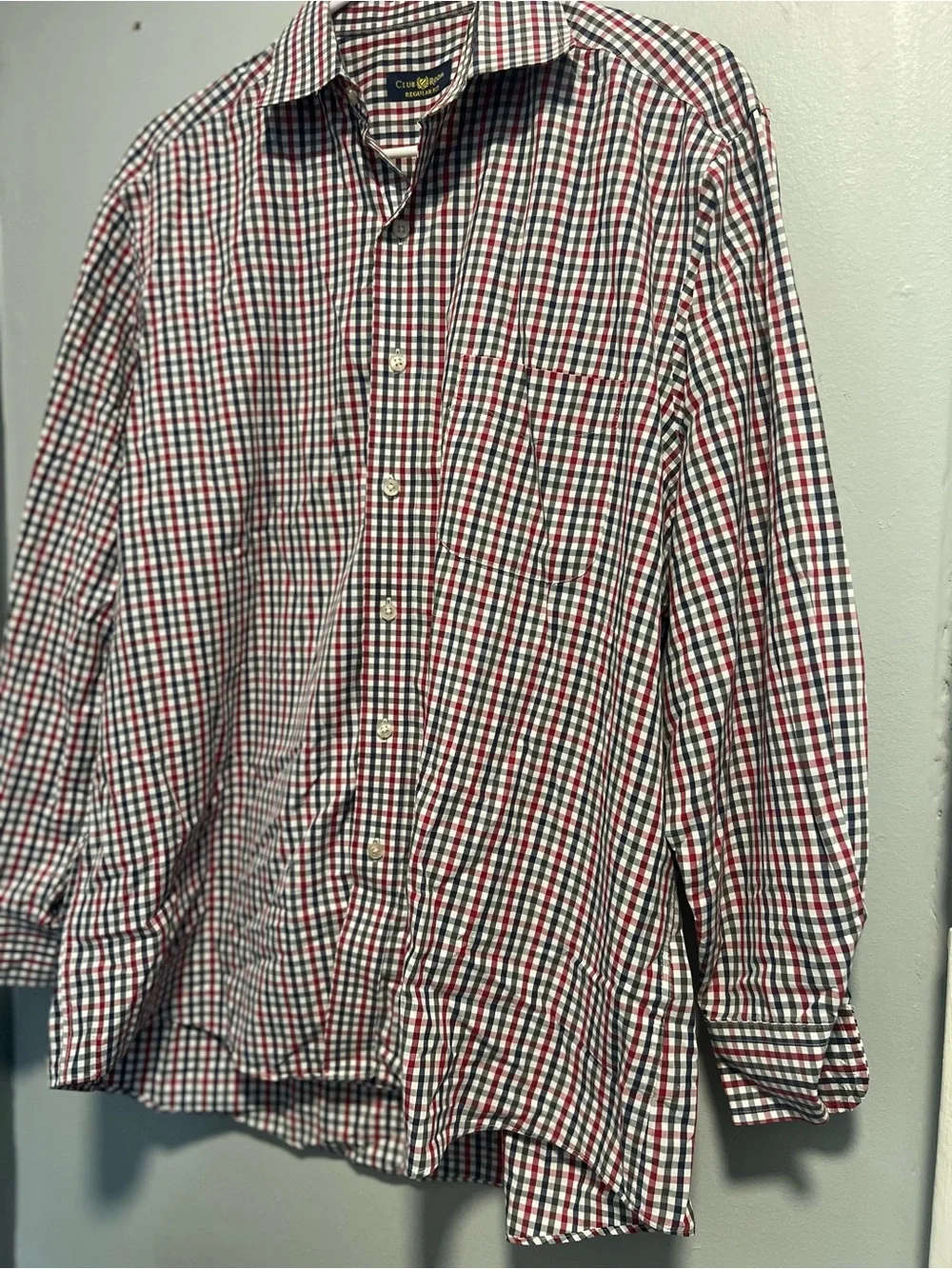 Club Room Red and Black Gingham Button-Down Shirt